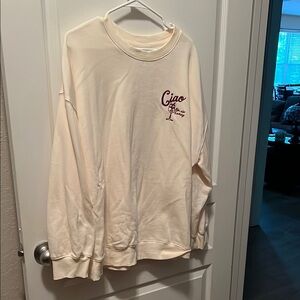 Old Navy Cream Sweatshirt with Red Embroidery